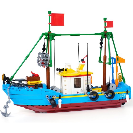 Fishing Boat Building Blocks Sets, Pirate Ship Sea Fishing Building Block Toy Set Collection Show