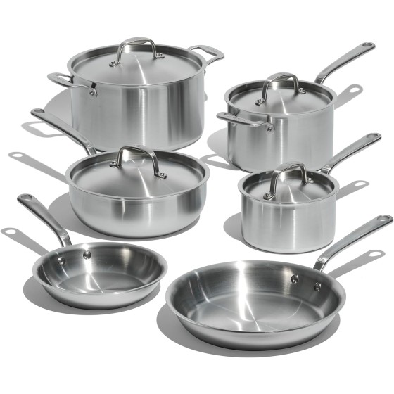Made In Cookware - 10 Piece Stainless Steel Pot and Pan Set - 5 Ply Clad - Includes Stainless Steel Frying Pans, Saucepans, Saucier and Stock Pot W/Lid - Professional Cookware - Crafted in Italy