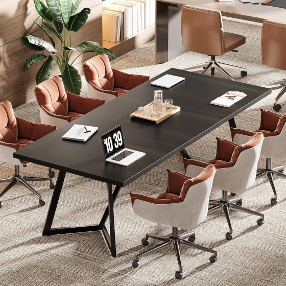 Tribesigns 70.86" Conference Table, 6FT Modern Meeting Table with Metal Frame, Rectangular Seminar Table Boardroom Desk for Office Meeting Conference Room
